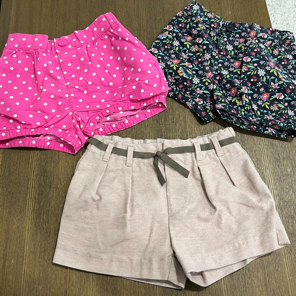Stylish Kid’s Shorts Set - Pink, Black, and Tan